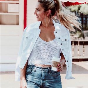 White distressed denim jacket